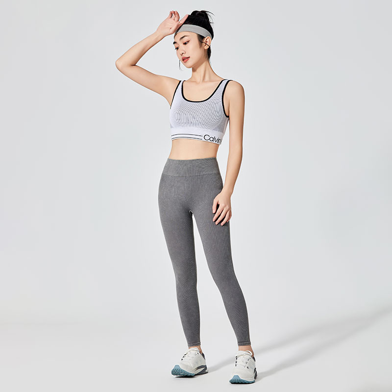 Leggings sport gri cu efect spălat pentru femei