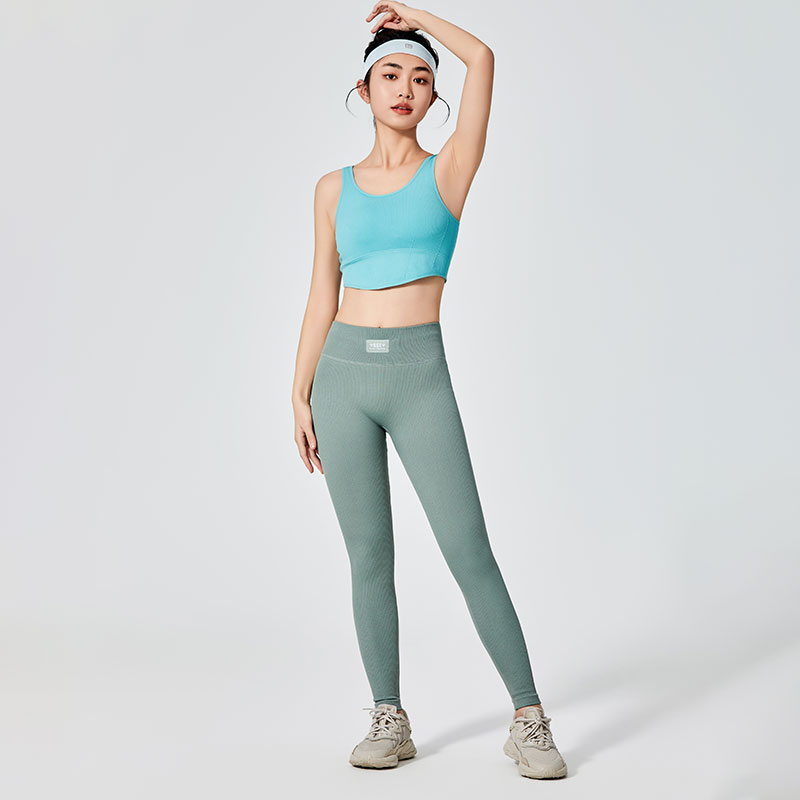 Leggings sport pentru femei, verde, vopsit simplu